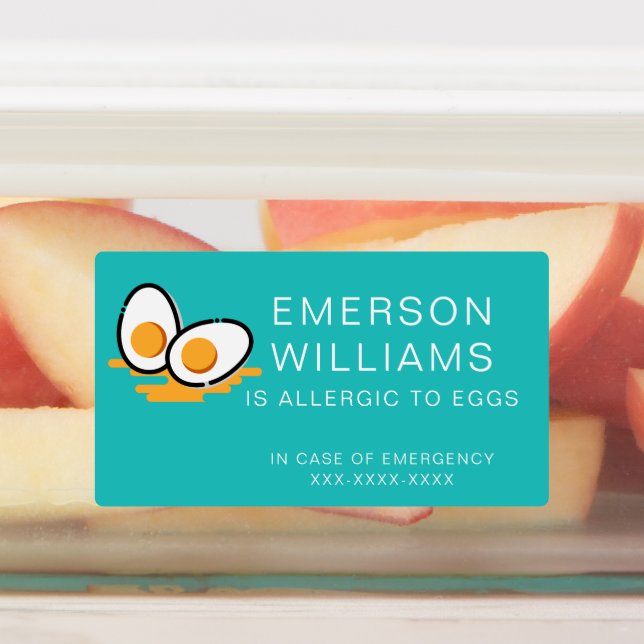Étiquettes Alerte d'allergie aux oeufs étanche Nom de l'enfan (Apposé)
