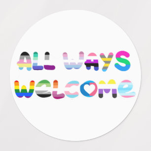 Étiquettes All Ways Welcome LGBTQIA+ inclusivité queer pride