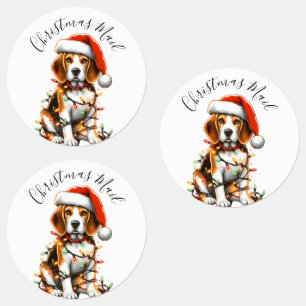 Étiquettes Amusant Beagle moderne lumière de Noël mignonne