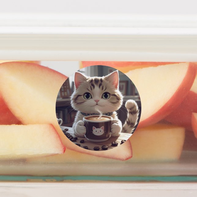 Étiquettes Animals drinking cute coffee (Apposé)