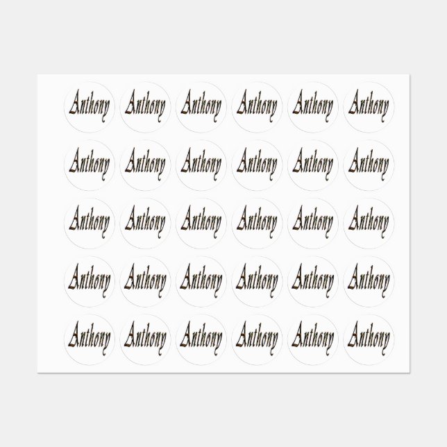 Étiquettes Anthony Name Logo, (Feuille)