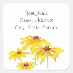 étiquettes 'Aquarelle et Stylo Black Eyed Susan'