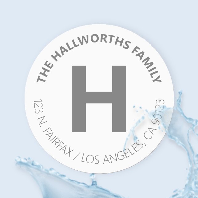 Étiquettes Aquarelle Gris et blanc moderne (Créateur téléchargé)