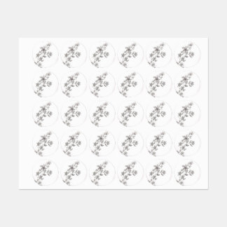 Étiquettes Aquarelle grise Fleur