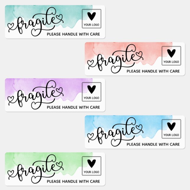 Étiquettes Aquarelle Laver Cute Fragile Logo d'entreprise (Groupe)