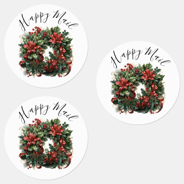 Étiquettes Aquarelle moderne mignonne Noël couronnes (Groupe)
