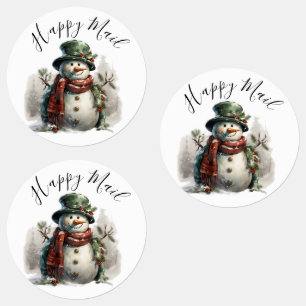 Étiquettes Aquarelle moderne Noël Neige homme Souhaits