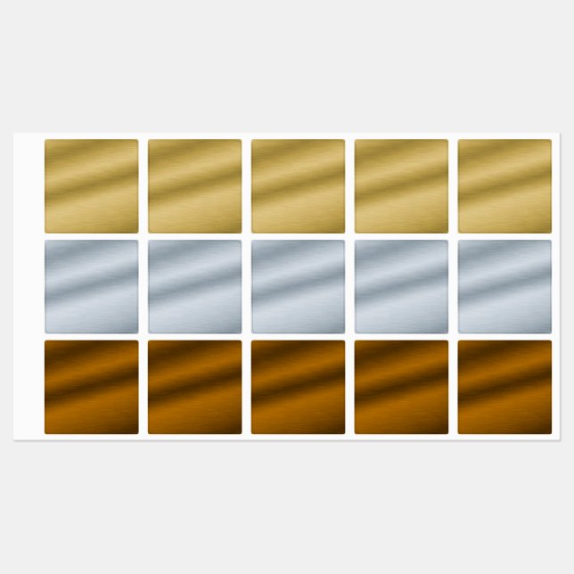 Étiquettes Argent Or Et Bronze Faux Métal Brossé (Feuille)