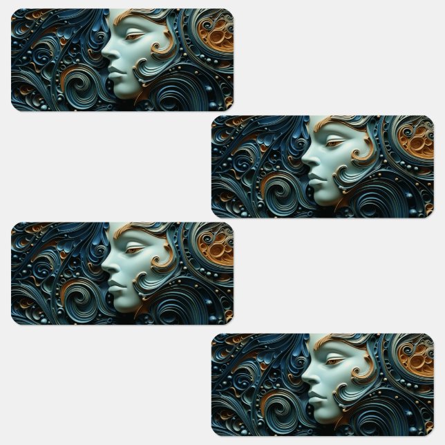 Étiquettes Art 3D de la femme Lune (Groupe)