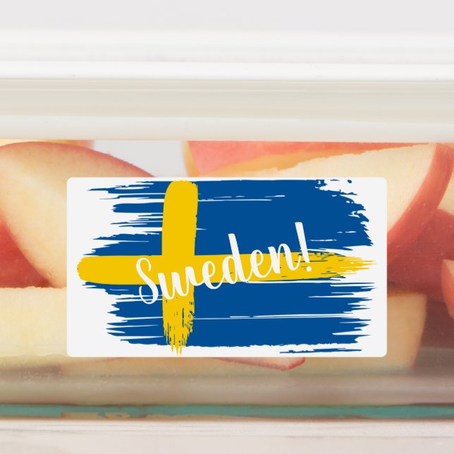 Étiquettes Artistic Brushstroke Sweden Flag (Apposé)