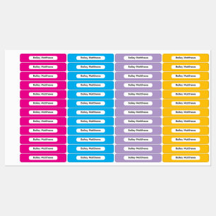 Étiquettes Autocollant de nom de rectangle de nom d'enfant de
