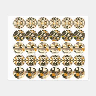 Étiquettes Autocollant géométrique moderne Retro Earth Tone