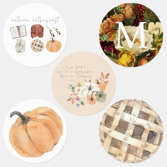 Étiquettes Autocollants Citrouilles Automne (Groupe)