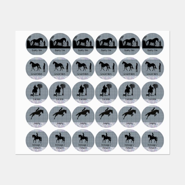 Étiquettes Autocollants de suivi de l'entraînement du cheval (Feuille)