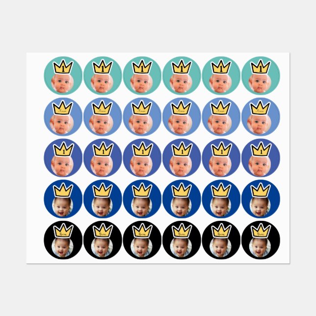 Étiquettes Autocollants de visage de foto PERSONNALISÉ Mini f (Feuille)