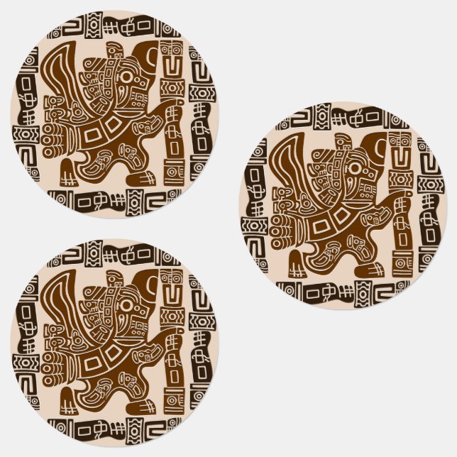 Étiquettes Aztec Eagle Guerrier Tribal Art antique (Groupe)