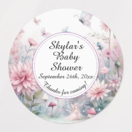 Étiquettes Baby shower de jardin fée Adhésif / imperméable