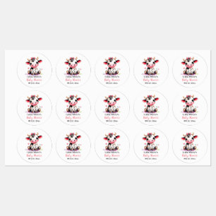 Étiquettes Baby-Shower minimaliste thème vache sacrée pour fi