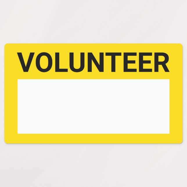 Étiquettes Badge volontaire jaune vierge (Design 1)