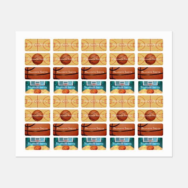 Étiquettes Balises Nom de quatre conceptions de basket-ball (Feuille)