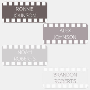 Étiquettes Bande de film Tons gris Couleur Codé Nom du vêteme