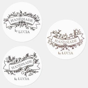 Étiquettes bannière florale élégant script fait main