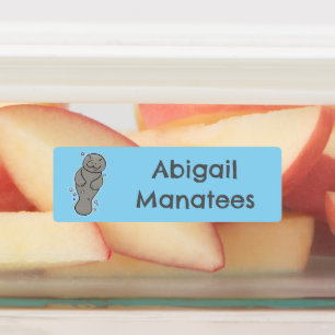 Étiquettes Bébé lamantin mignon avec bulles personnalisées