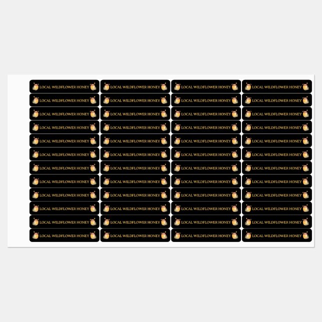 Étiquettes Black Bee Honey Label Metallic Gold Text (Feuille)