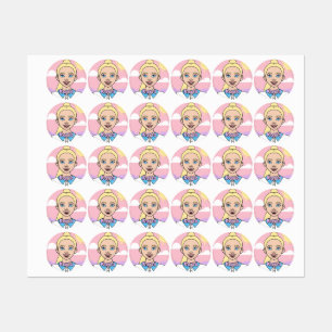 Étiquettes Blonde Cartoon fille école étudiante rose fille