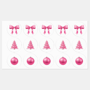 Étiquettes Blush Coquette Noël Rose Fêtes