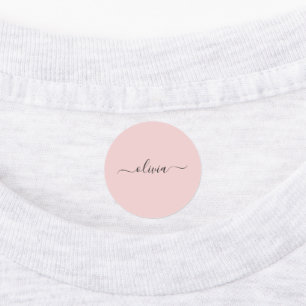 Étiquettes Blush Dusty rose moderne Script Girl Monogramme No