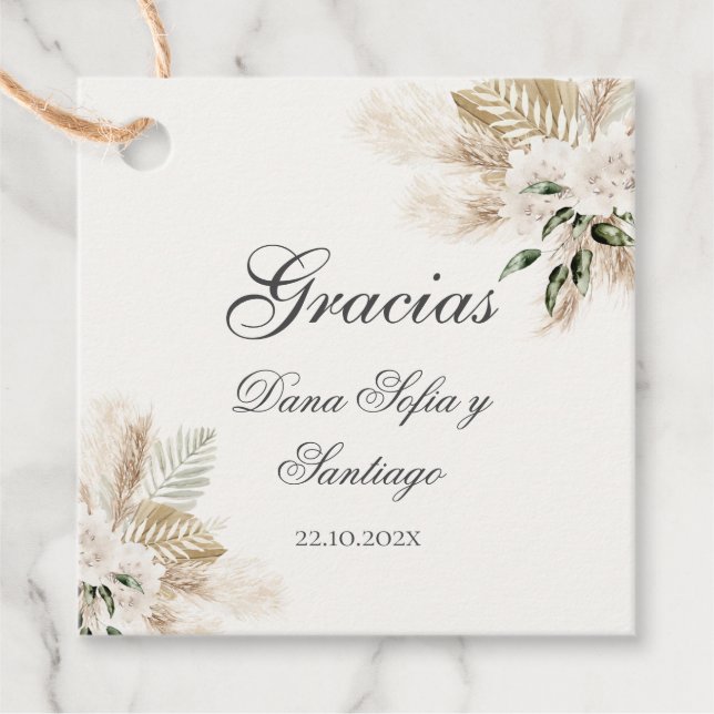 Étiquettes Boho de Mariage pour cadeaux (Devant)