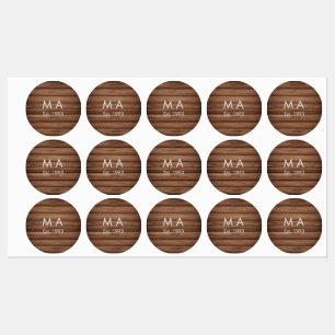 Étiquettes boho rustique Brown ajouter nom lettre année date 