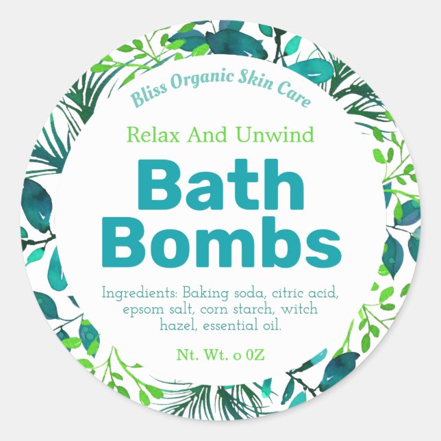 Étiquettes Bombes Baignoires Vertes Et Bleues (Devant)
