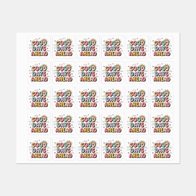Étiquettes Bon Jours À L'Avance - Citation Positive Rétro Mig (Feuille)