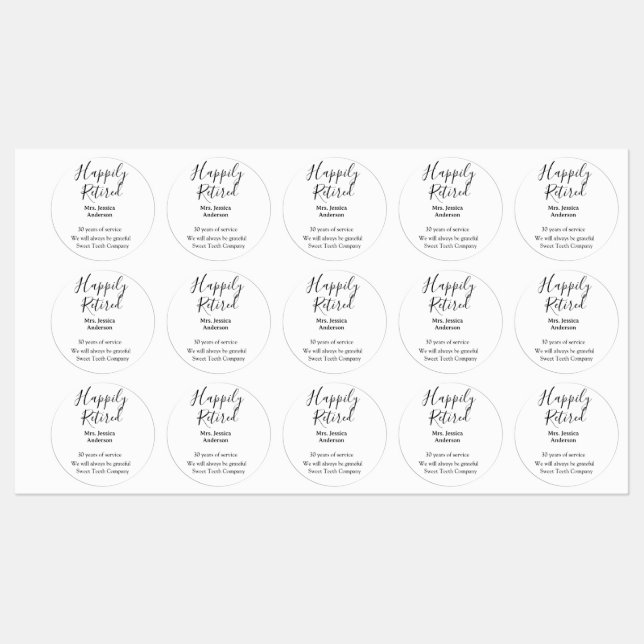 Étiquettes Bonne retraite ajouter le nom années de service à  (Feuille)
