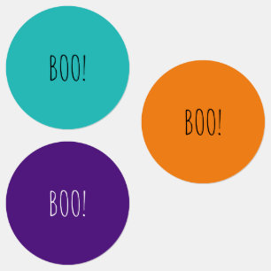 Étiquettes Boo orange turquoise violet éffrayant drôle Hallow