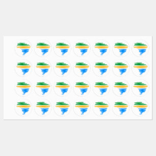 Étiquettes Brésil carte frontière avec drapeau brésilien coul