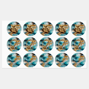 Étiquettes bronze Abstrait, style baroque bleu or