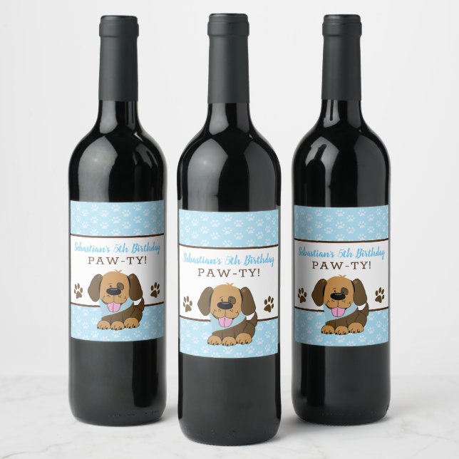Étiquettes Brown de vin de chien de chiot (Bouteilles)