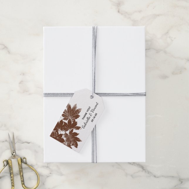 Étiquettes Brown du Mariage Merci du timbre feuill (Avec de la ficelle)
