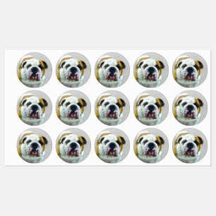 Étiquettes Bulldog Painting - Joli art original chien