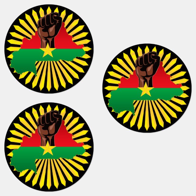 Étiquettes Burkina Faso Carte, drapeau et première révolution (Groupe)