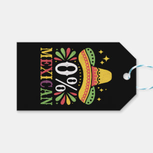 Étiquettes-cadeau 0% Mexicain Zéro Pour Cent Drôle Cinco De Mayo