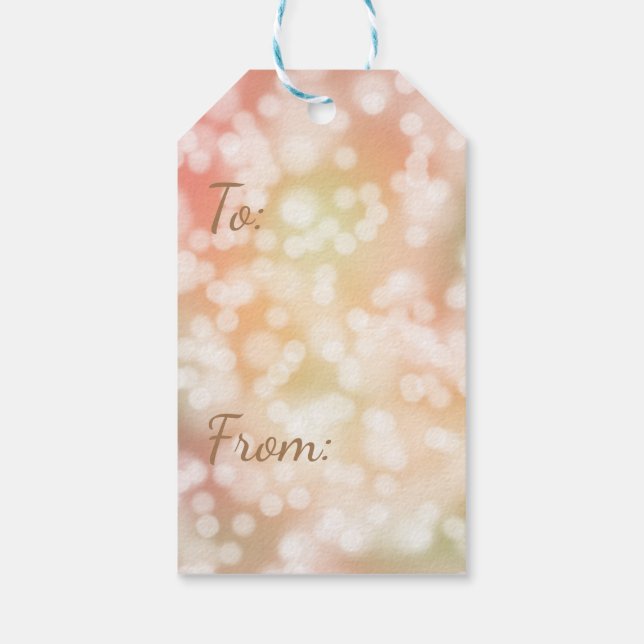 Étiquettes-cadeau 10 Balises Cadeaux Bokeh, Lumières Blush Pale (Dos)