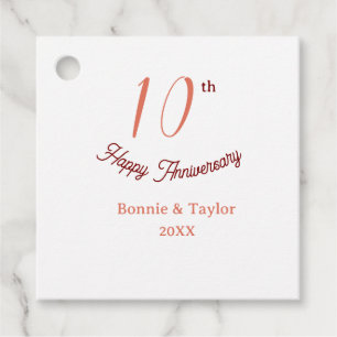 Étiquettes Cadeau 10e anniversaire de mariage nom pastel pêche rétro