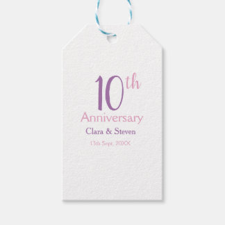 Étiquettes-cadeau 10e anniversaire violet rose gras rétro nom simpli
