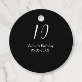Étiquettes Cadeau 10th birthday white black name date calligraphy 