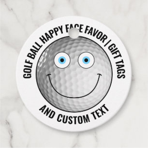 Étiquettes Cadeau 12 Custom Golf Party BLUE EYES Happy Face Cadeau