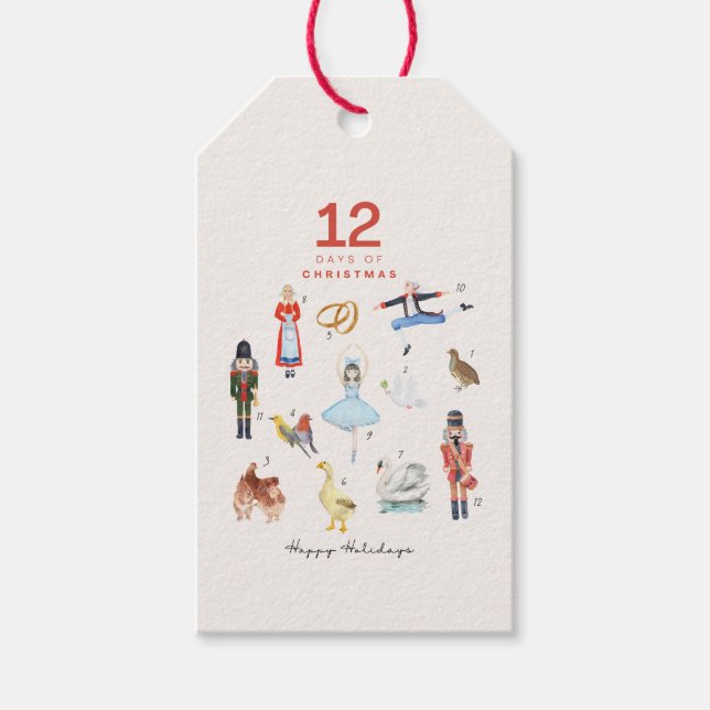 ÉTIQUETTES-CADEAU 12 JOURS DE NOËL (Devant)
